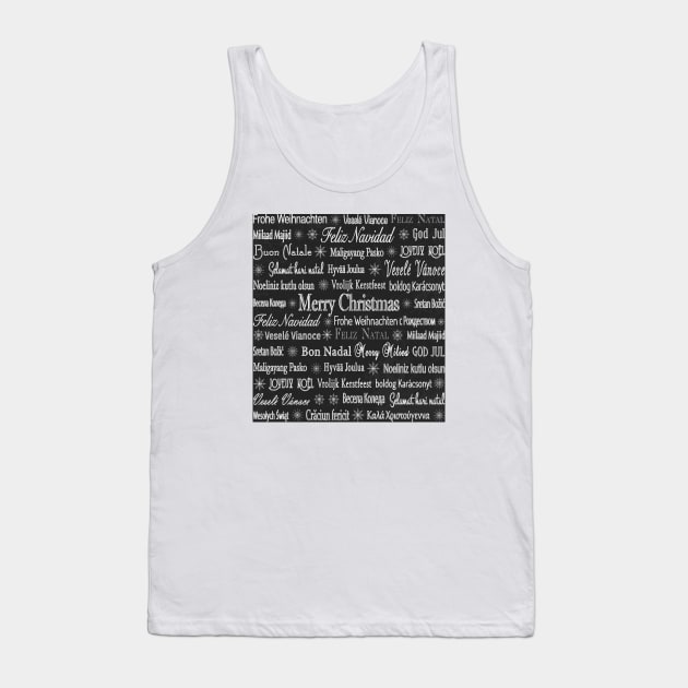 Merry Christmas In Different Languages Art Deco Pattern Design Tank Top by Pattern Plans